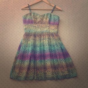 Mini dress, peacock colors, excellent condition